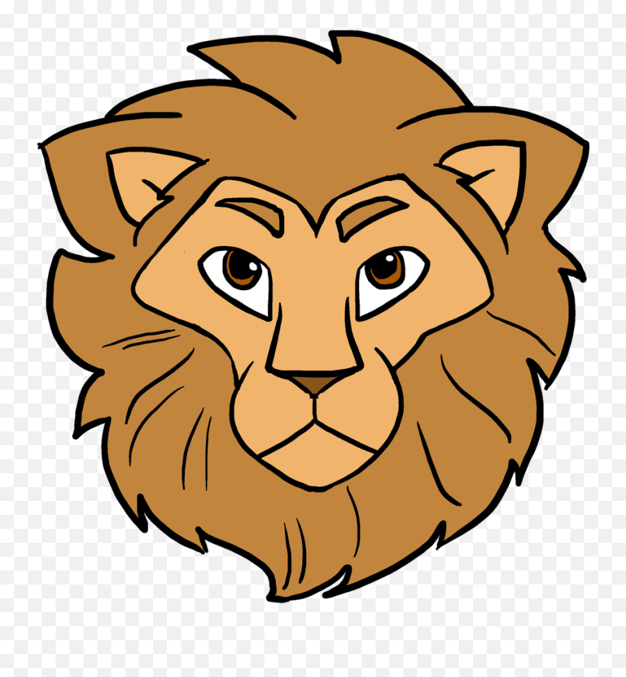 How To Draw Lion Head - Drawing Of Face Of Lion Emoji,Lion Head Clipart