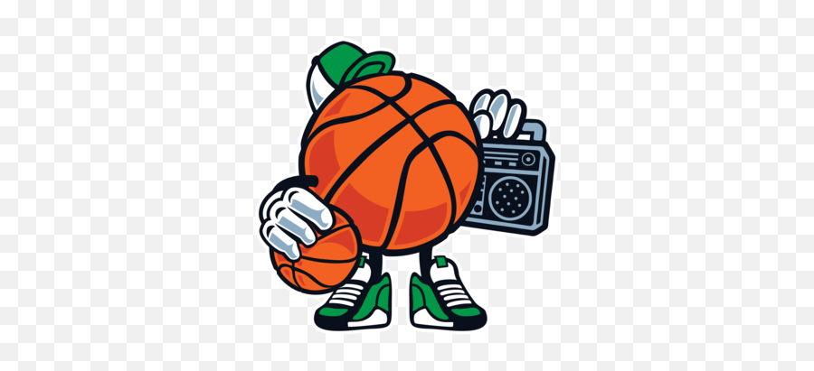 Retro Gangsta Basketball With Boombox T - Shirt Basketball Sticker Emoji,Boombox Clipart