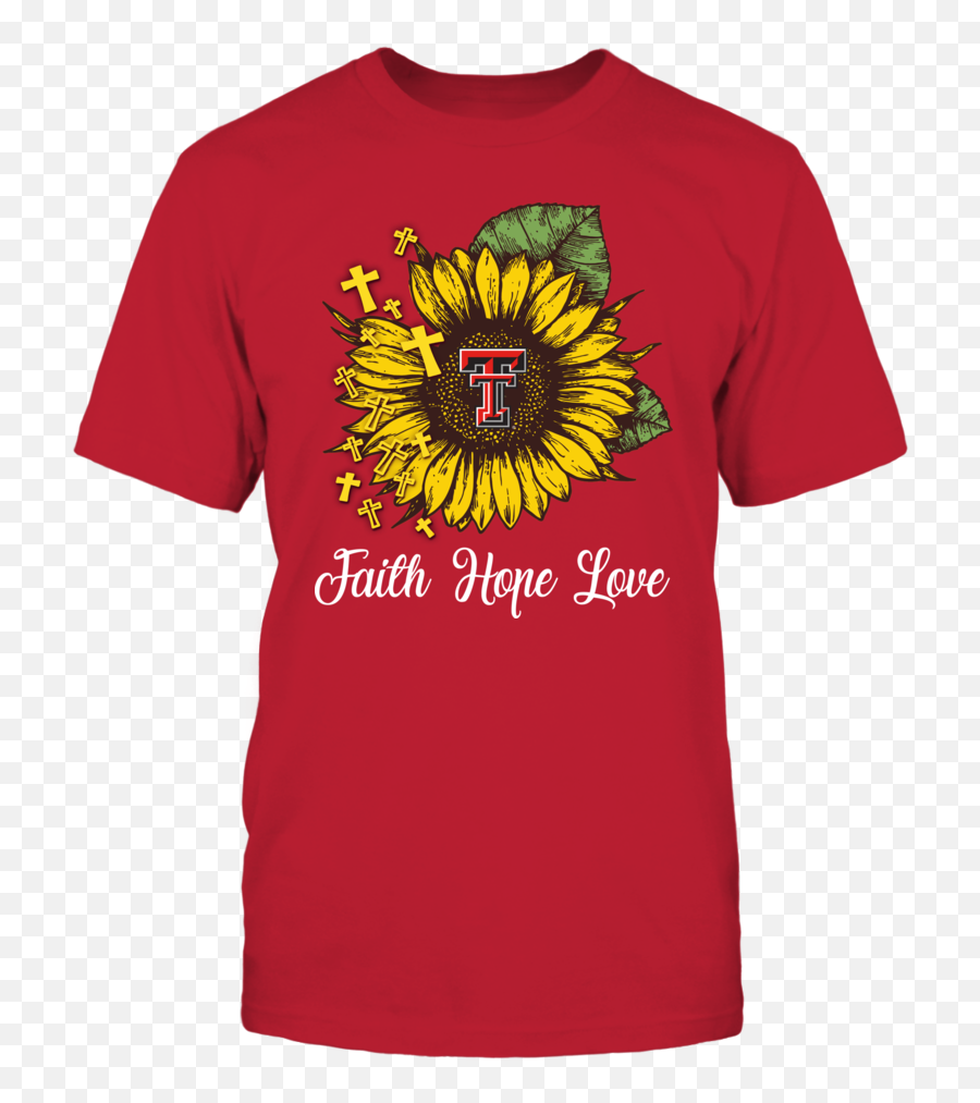 Texas Tech Red Raiders - Faith Hope Love Sunflower Front Sweater Emoji,Texas Tech Logo