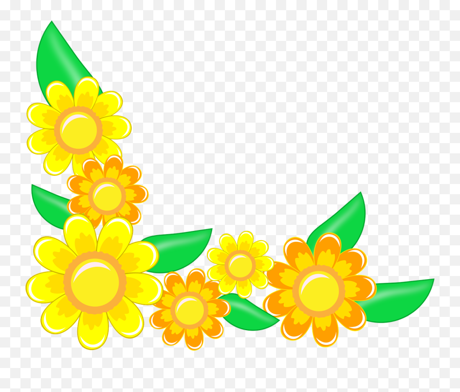 Flower Corner Borders Designs Clipart - Cartoon Flower Border Vector Emoji,Sunflower Border Clipart