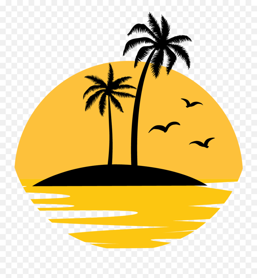 Sunset Beach Cartoon Clipart - Beach Sunset Clipart Png Emoji,Sunset Clipart