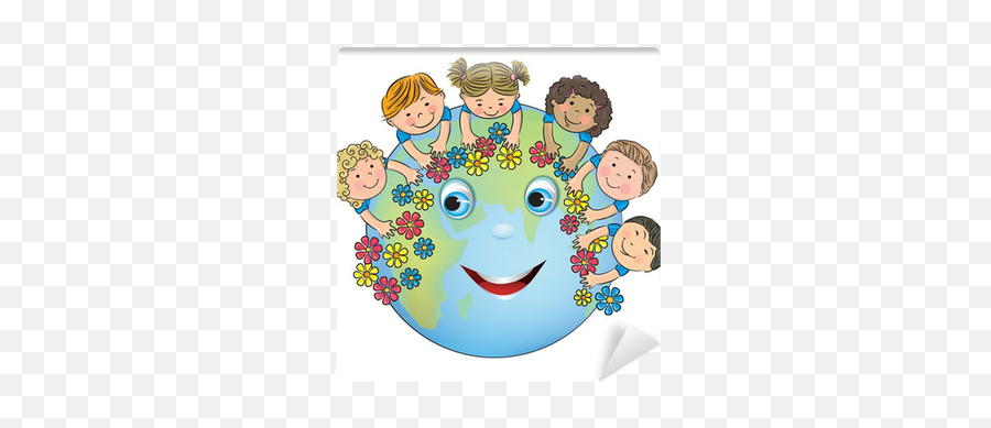 Children Hugging Planet Earth Wall Mural U2022 Pixers - We Live Emoji,Kids Hugging Clipart
