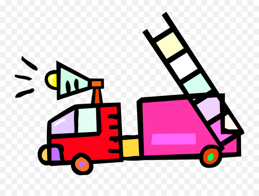 Vector Illustration Of Fire Engine Or Fire Truck Vehicle - Fire Truck Siren Clipart Emoji,Fire Truck Clipart