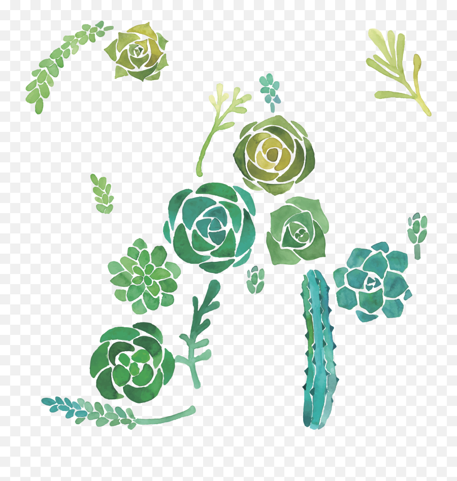 Succulent - Cactus And Succulents Background Transparent Watercolor Cactus And Succulent Emoji,Cactus Transparent Background