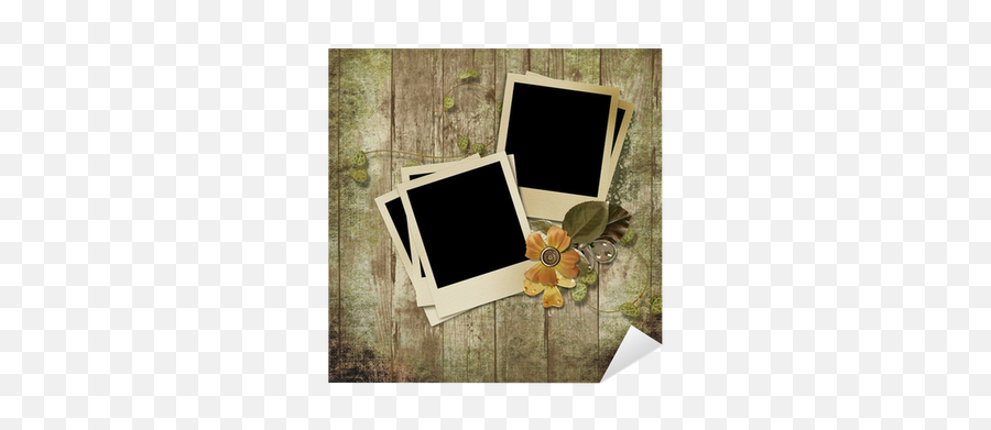Wooden Background With Polaroid Frames Sticker U2022 Pixers - We Live To Change Emoji,Polaroid Picture Frame Png