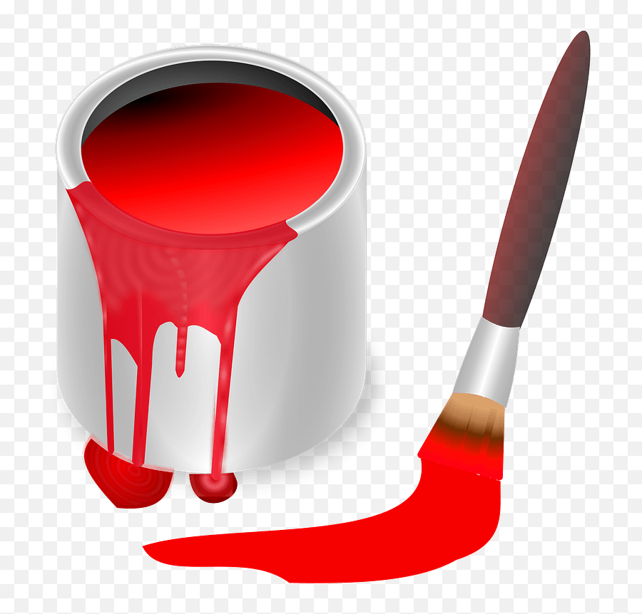 Paint Bucket With Red Paint And Paintbrush Clipart Free Emoji,Paintbrush Clipart Png