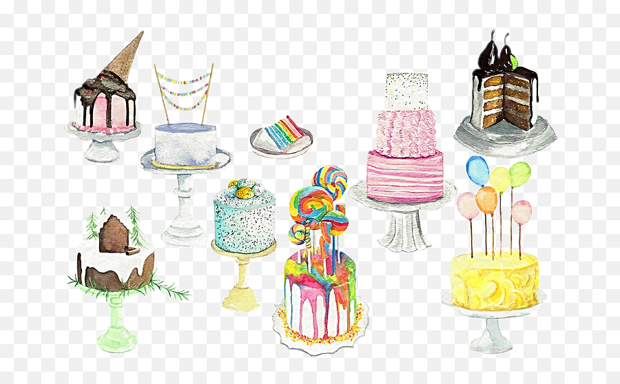 Watercolor Cakes Cakeshop Sticker By Stephanie Emoji,Cookie Decorating Clipart