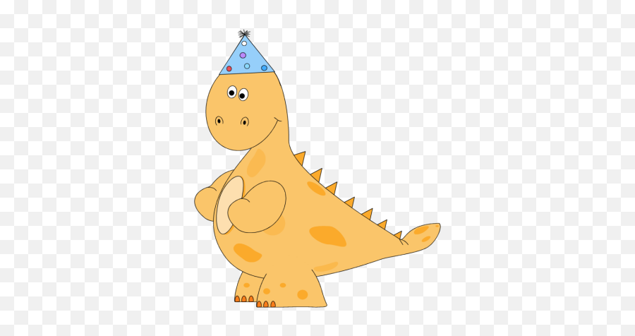 Orange Dinosaur Birthday Party Hat Clip - Dinosaur Birthday Clipart Png Emoji,Birthday Hat Clipart
