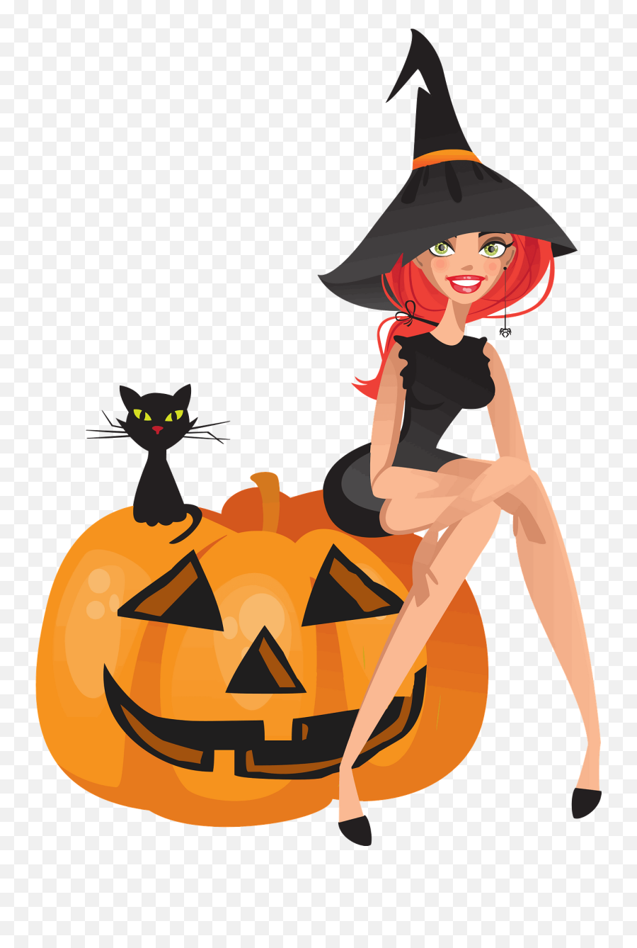 Cute Witch Sitting - Divertenti Png Emoji,Cute Pumpkin Clipart