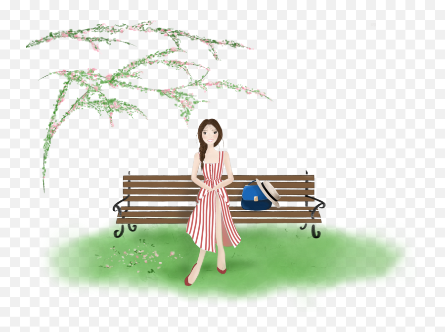 Park Bench Fashion Illustration - Bench Transparent Clipart Png Park Bench Emoji,Bench Clipart