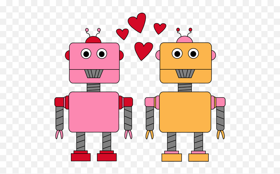Valentines Day Clip Art - Happy Valentines Day Robots Emoji,Valentine Clipart