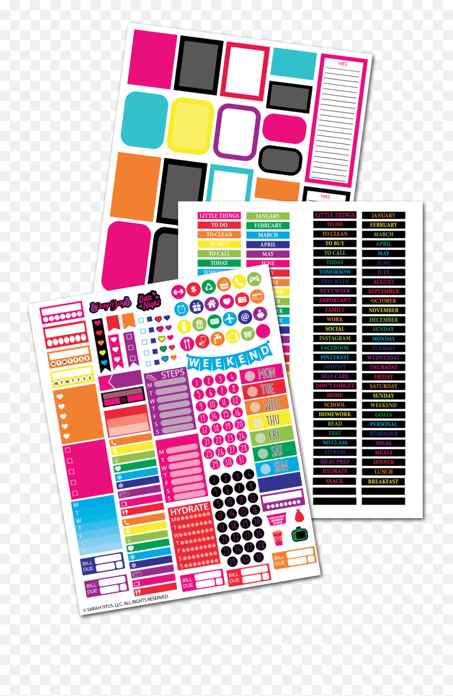 Rainbow Planner Sticker Sheets - Vertical Emoji,Transparent Sticker Paper
