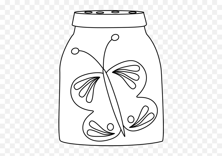 Butterfly Clip Art - Butterfly Images Insect Jar Clip Art Black And White Emoji,Butterfly Clipart Black And White