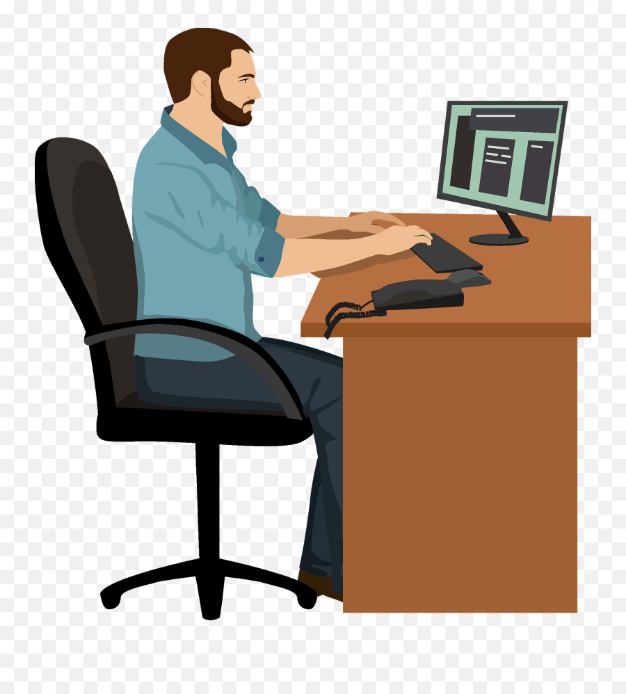 Office Worker Clipart - Office Worker Typing Clipart Emoji,Office Clipart