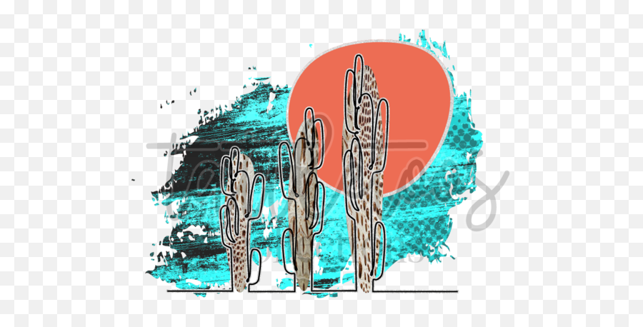 Cactus Scene Outline Tt 1 Digital Png - Art Emoji,Cactus Transparent Background