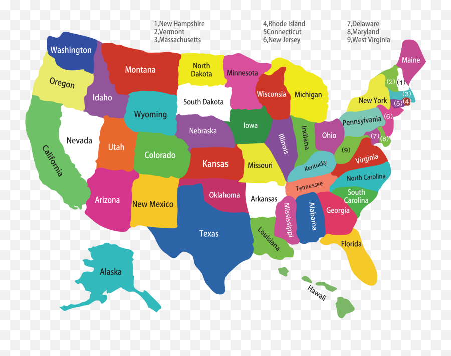 Usa Vector 2 And New 50 States Map - K Map Of Usa Emoji,Usa Map Png