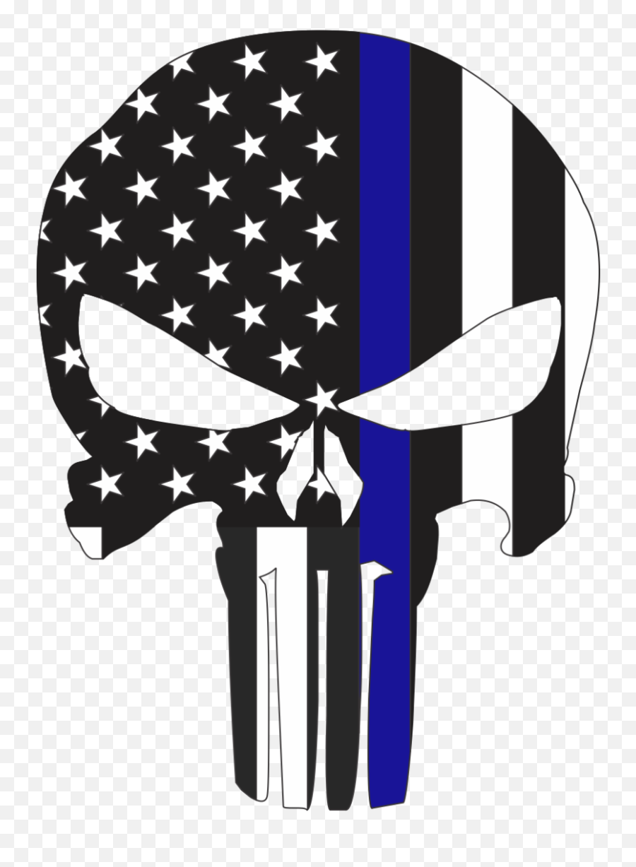 Hd Skullflagthin Blue Line Vinyl Decal 1144092 - Png Thin Blue Line Punisher Skull Emoji,Punisher Logo Png