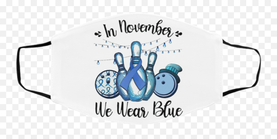 In November We Wear Blue Bowling Face Mask Emoji,Blue Faces Logo