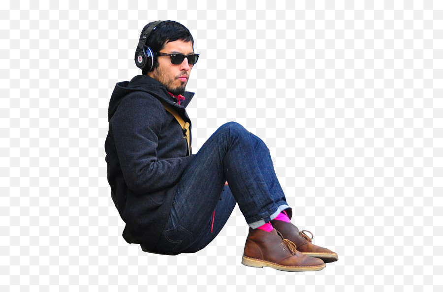 Man With Headphones Sitting Png Official Psds - Listening Music People Png Emoji,Headphones Png
