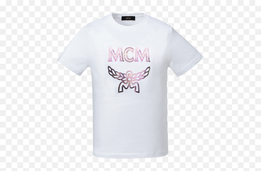 Menu0027s Hologram Print Logo T - Shirt In White Short Sleeve Emoji,Print Logo