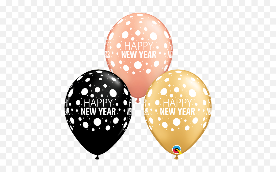 Download Happy New Year Rose Gold Black U0026 Gold 11 Latex - New Year Balloons Background Png Emoji,Gold Balloons Png