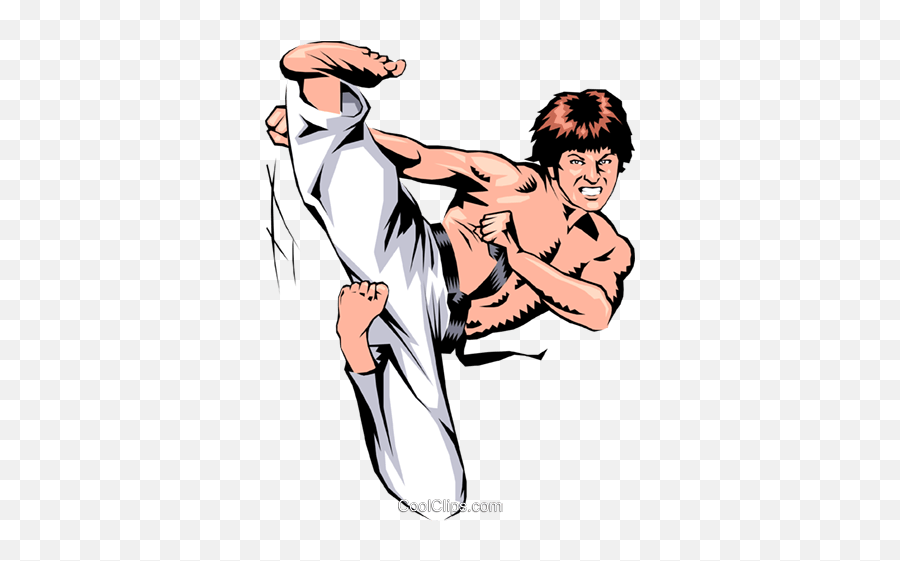 Martial Artist Performing Kick Royalty Free Vector Clip Art Emoji,Kickboxing Clipart