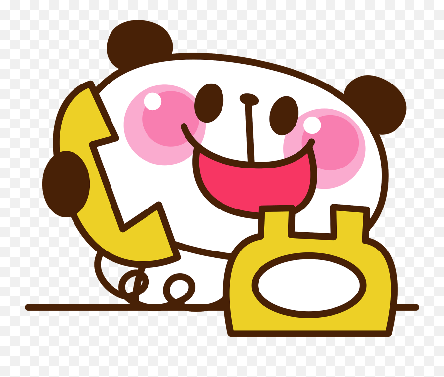 Giant Panda Is Talking On The Telephone Clipart Free Emoji,Telephone Transparent