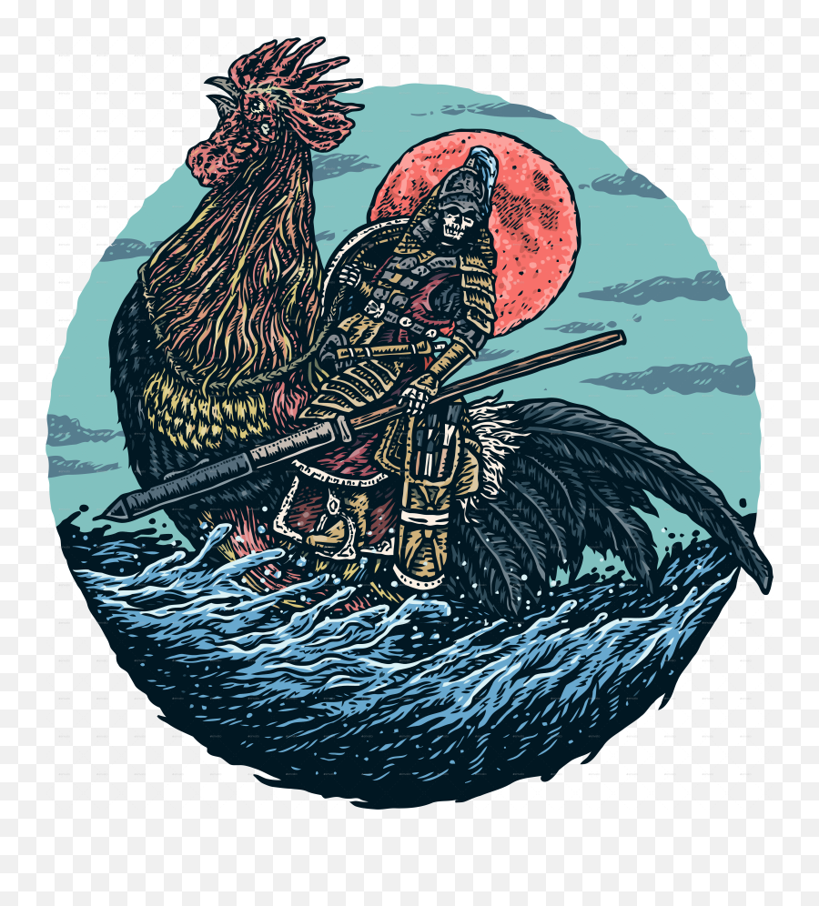 Warrior Riding A Rooster - Rooster Warrior Emoji,Rooster Logo