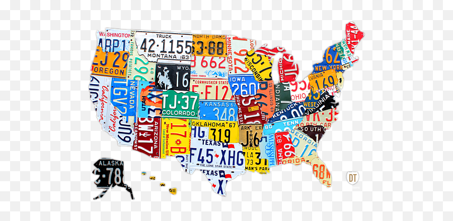 License Plate Map Of The Usa - Usa Map Design Png Emoji,Usa Map Png