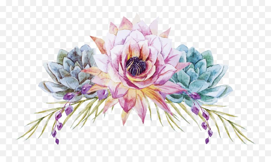 Download Flower Watercolor Vector - Vector Stock Watercolor Tropical Flowers Emoji,Wedding Flowers Clipart