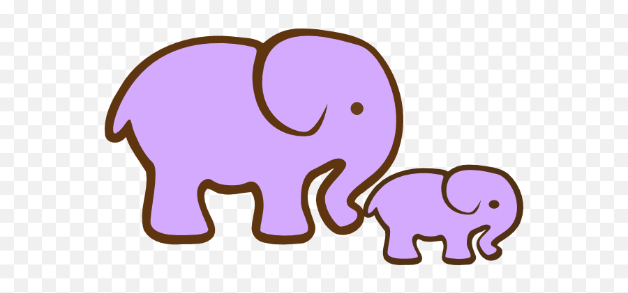 Purple Elephant And Baby Clip Art At - Big And Small Elephant Clip Art Emoji,Baby Elephant Clipart