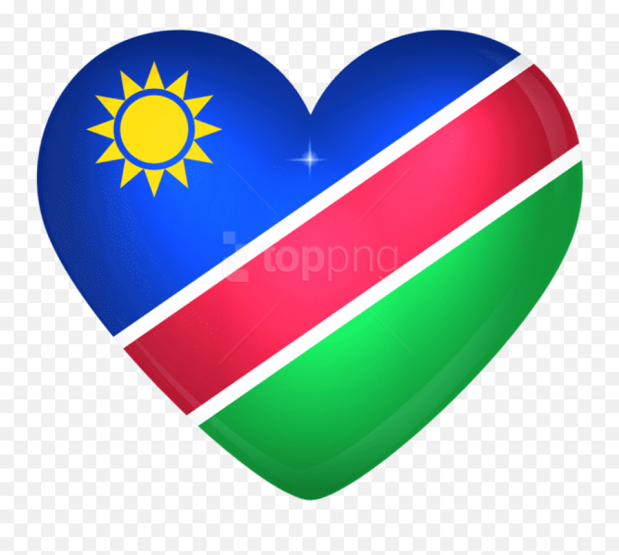 Free Png Download Namibia Large Heart Flag Clipart - Namibian Flag In Heart Emoji,Flag Clipart