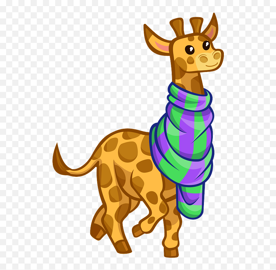Giraffe Clipart - Giraffe Png Download Full Size Clipart Cartoon Giraffe Wearing Scarf Emoji,Baby Giraffe Clipart