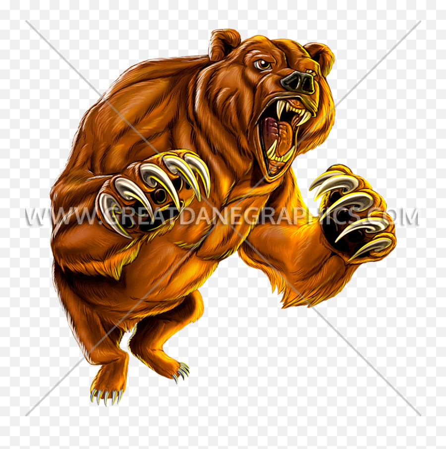Standing Grizzly Bear Mascot - Aggression Emoji,Bear Mascot Logo