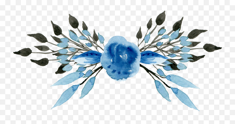 Wedding Invitation Blue Flower Clip Art - Hand Painted Blue Blue Watercolor Flowers Clipart Png Emoji,Flower Pattern Png