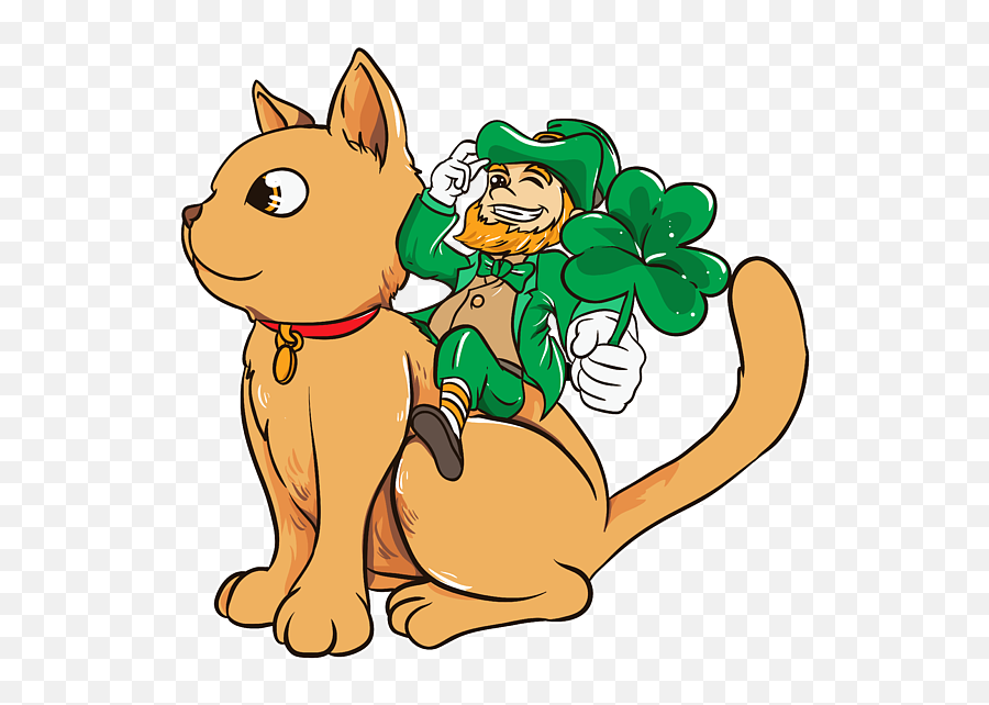Cute Leprechaun Riding A Cat St Patricks Day Greeting Card Emoji,Cute Leprechaun Clipart