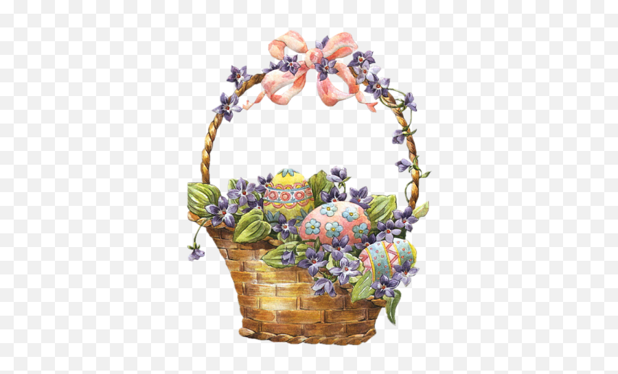 Easter Basket With Eggs Clipart - Vintage Easter Basket Clipart Emoji,Easter Basket Clipart