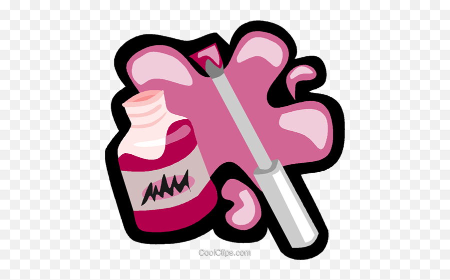 Nail Polish Royalty Free Vector Clip Art Illustration - Cartoon Pink Nail Polish Clipart Emoji,Nail Polish Clipart