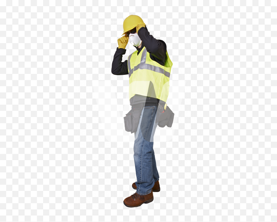 Construction Worker In Safety Mask - Wearing A Mask Construction Worker Png Emoji,Construction Worker Png