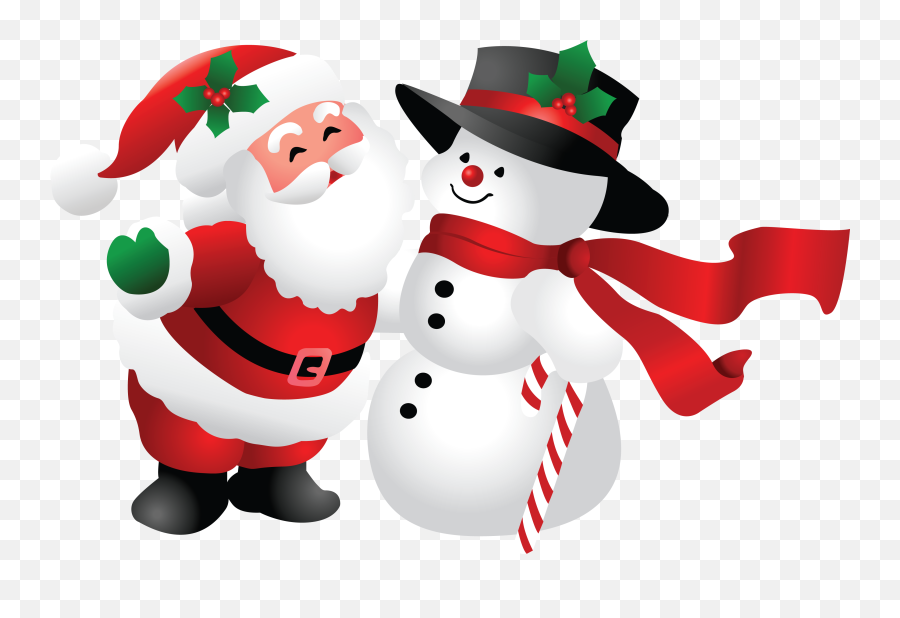 Christmas Snowman Clipart Download - Christmas Santa And Snowman Clipart Emoji,Snowman Clipart