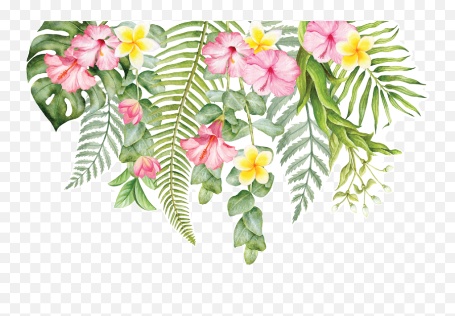 Download Cut Wall Tropical Decal Flower - Tropical Flower Frame Transparent Emoji,Floral Png