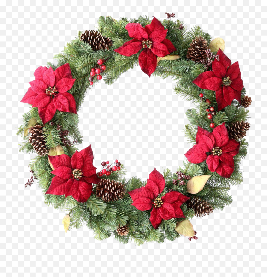 Download Hd Green Christmas Wreath Png - Christmas Wreath Christmass Reff Transparent Background Emoji,Wreath Png
