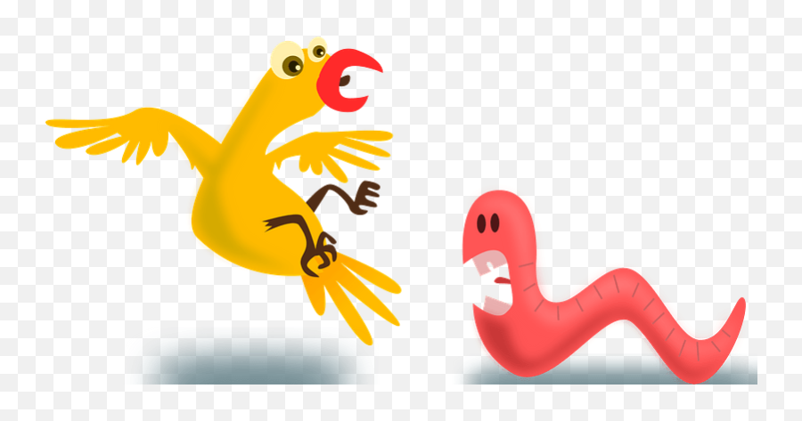 Pink Early Worm Snarling At A Scared Yellow Bird Clipart Emoji,Scared Boy Clipart