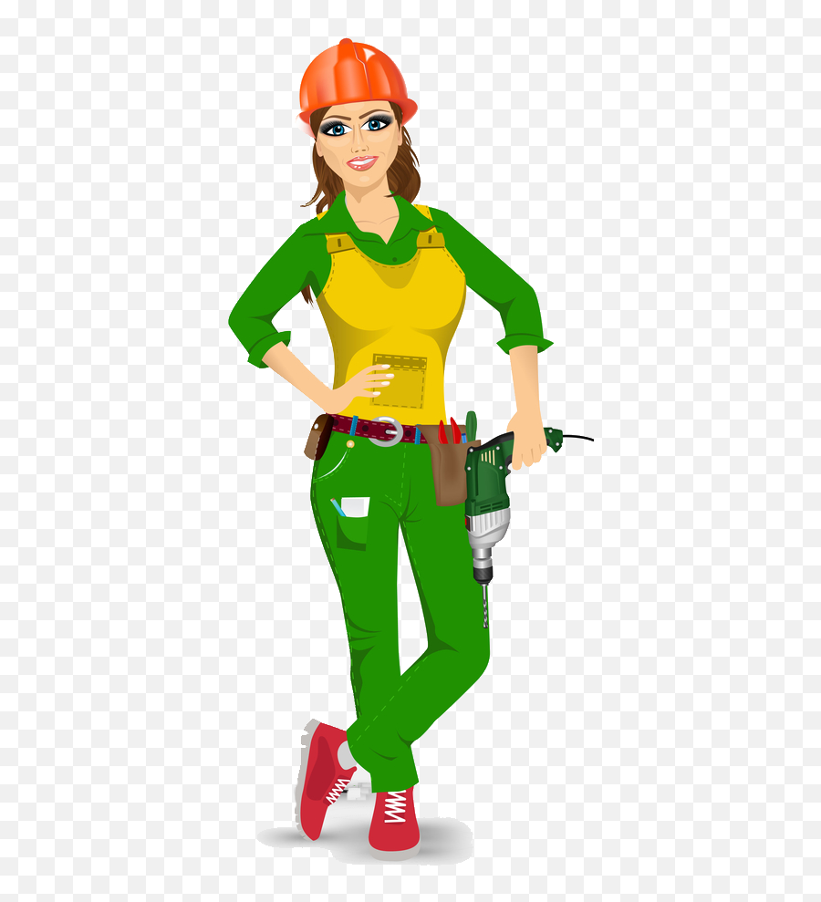Female Clipart Handyman Female Handyman Transparent Free - Woman Cartoon Handyman Emoji,Handyman Clipart