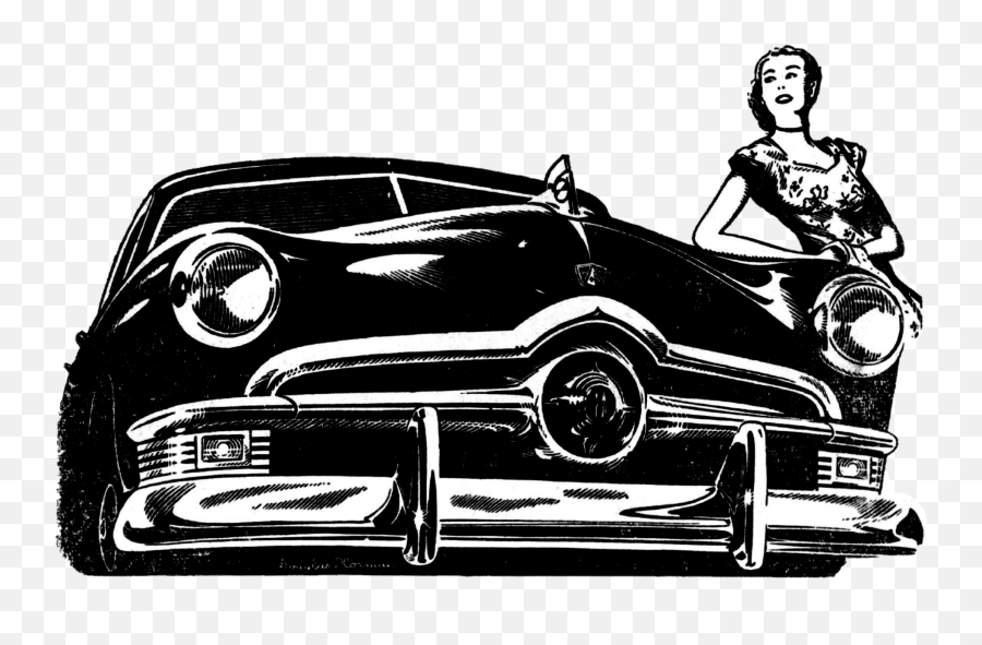 Vintage Ford Illustration - 1950u0027s Transparent Background Carros Antigo Preto E Branco Png Emoji,Vintage Truck Clipart