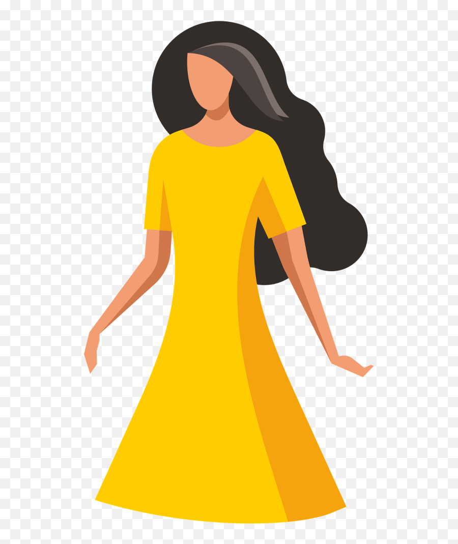 Woman In Yellow Dress Clipart - Girl In Yellow Dress Png Emoji,Dress Clipart