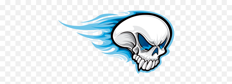 Printed Vinyl Racing Skull With Blue - Skull Blue Fire Png Emoji,Blue Flames Png