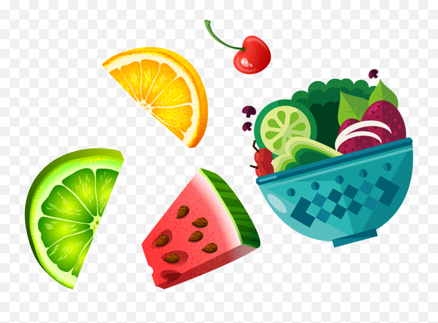 Raspberry Clipart Fruit Salad - Cartoon Fruit Salad Png Emoji,Salad Clipart
