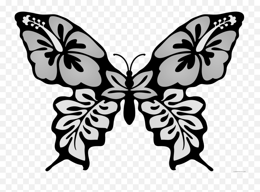 Library Of Butterfly On Flower Svg Black And White Png Files - Mariposa Figura Compleja Fondo Simple Emoji,Butterfly Clipart Black And White