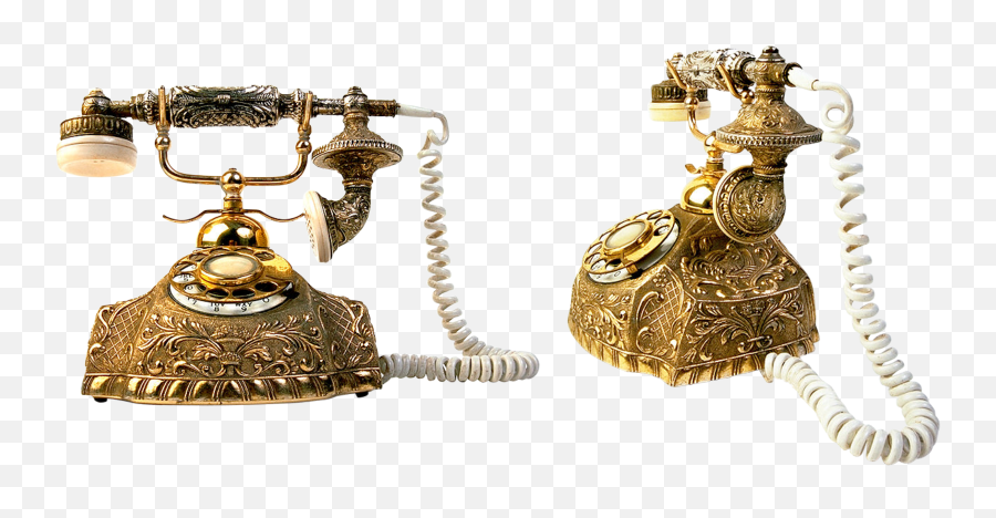 Vintage Gold Telephone Isolated On White Background Free Emoji,Gold Transparent Background